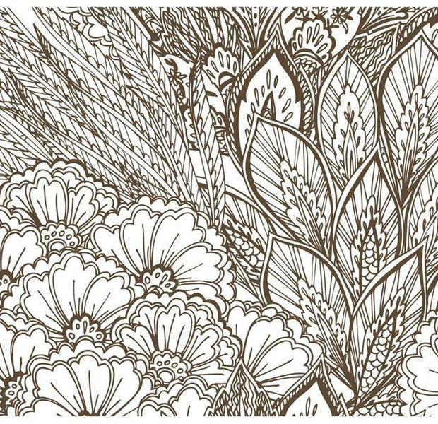 Floral Wallpaper Wall Mural - Meadow Black And White