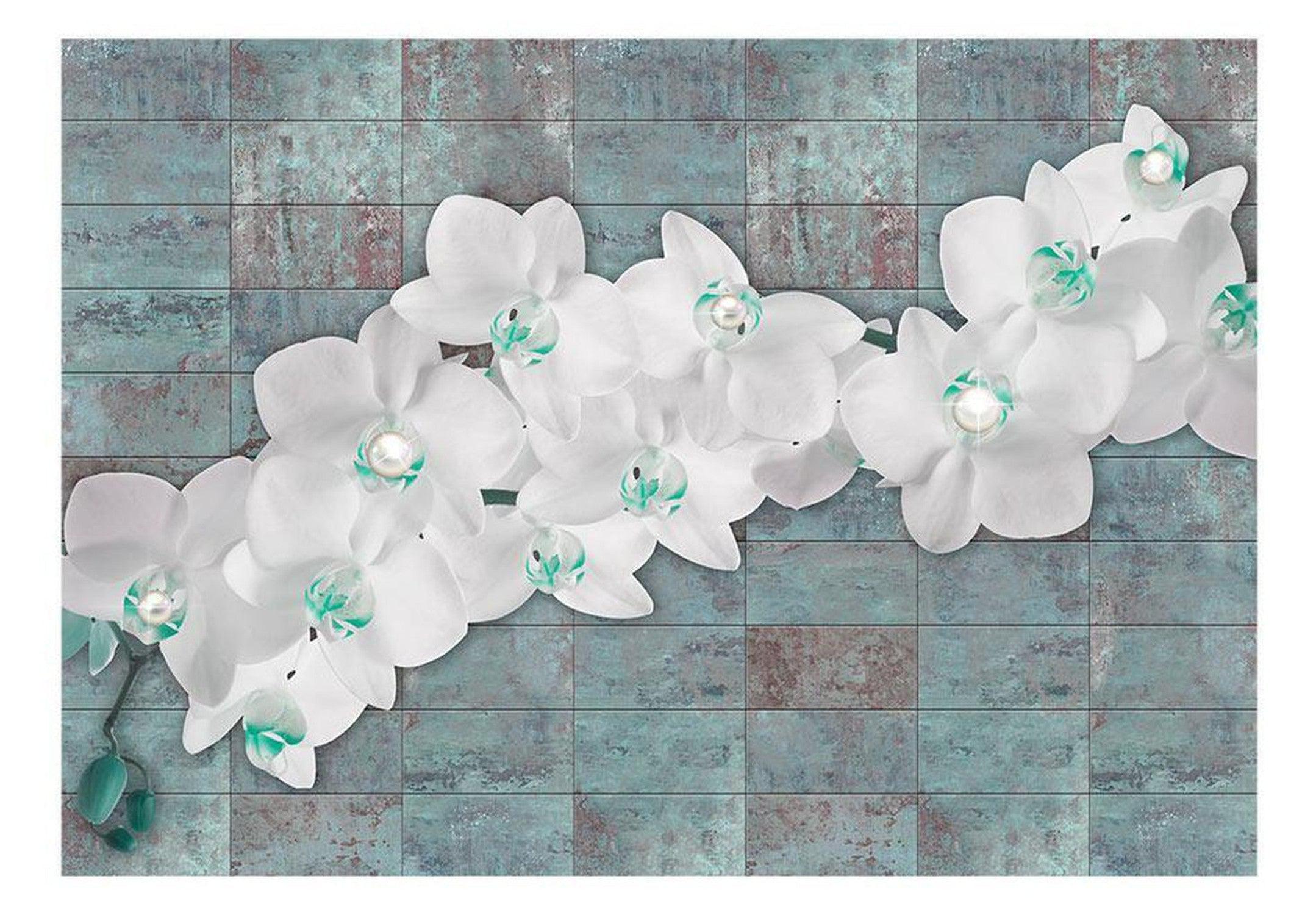 Floral Wallpaper Wall Mural - Orchids With Pearls