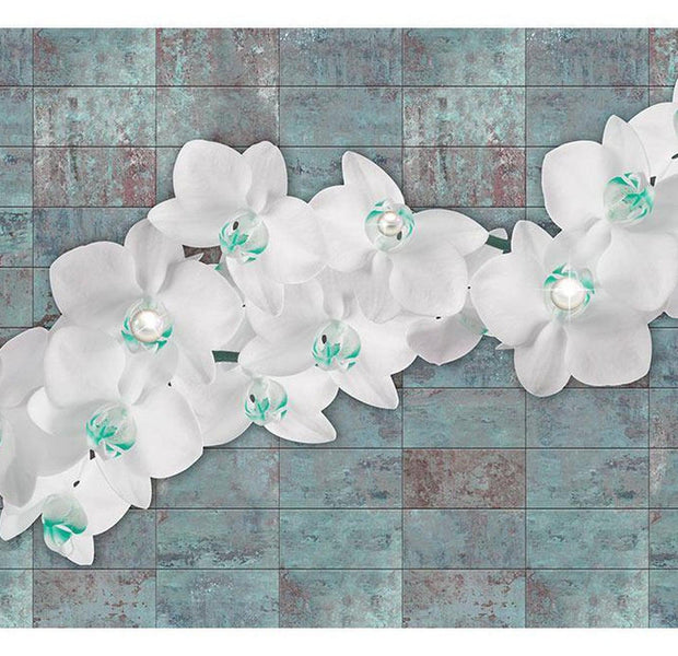 Floral Wallpaper Wall Mural - Orchids With Pearls