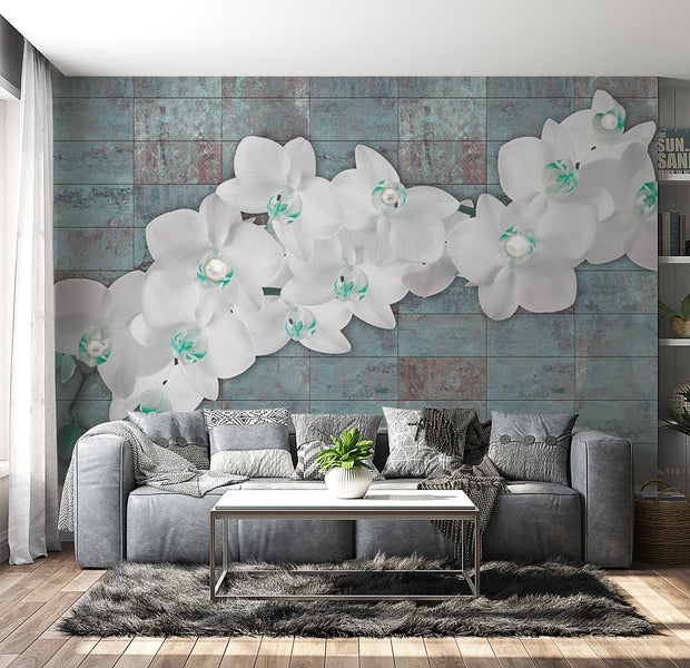 Floral Wallpaper Wall Mural - Orchids With Pearls