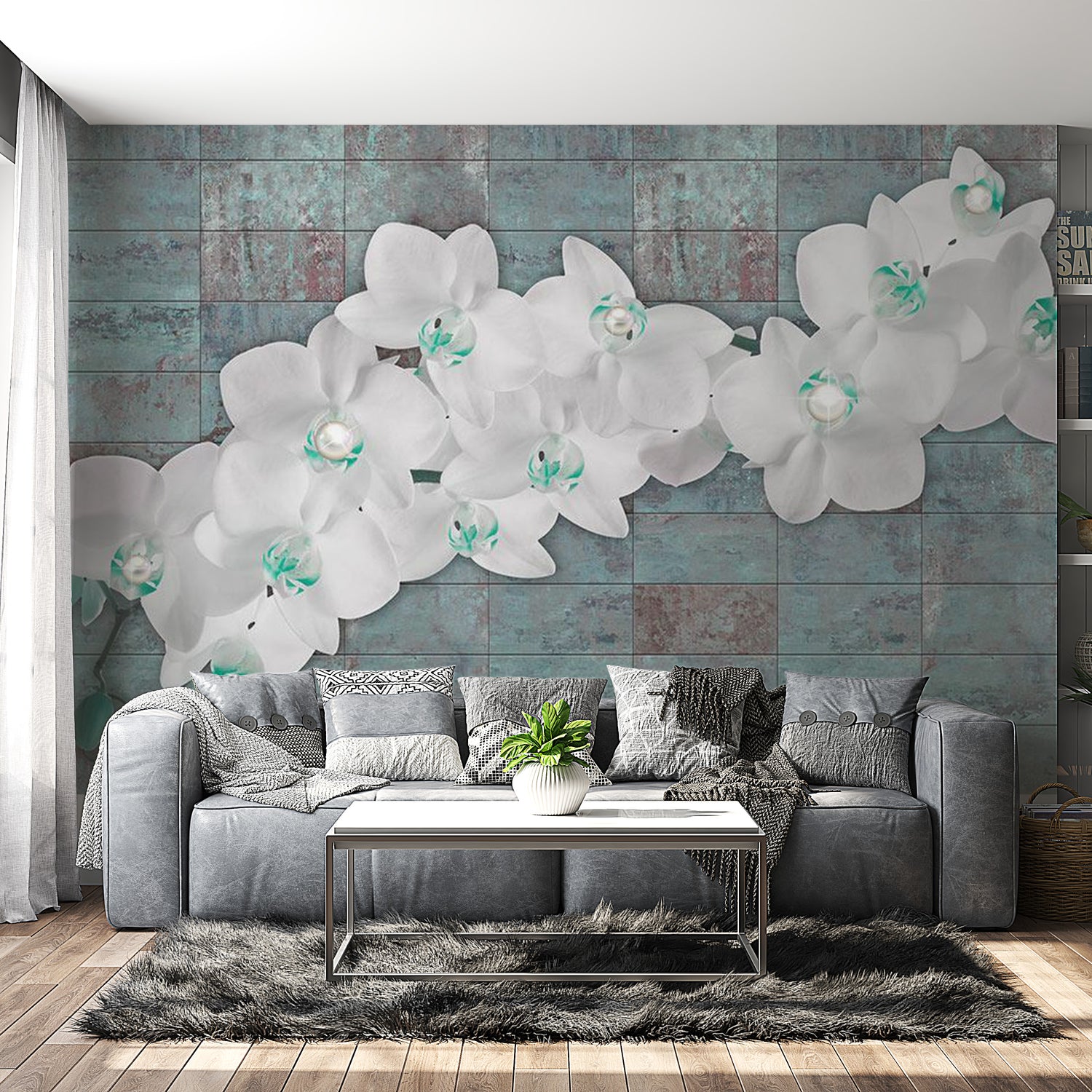Floral Wallpaper Wall Mural - Orchids With Pearls