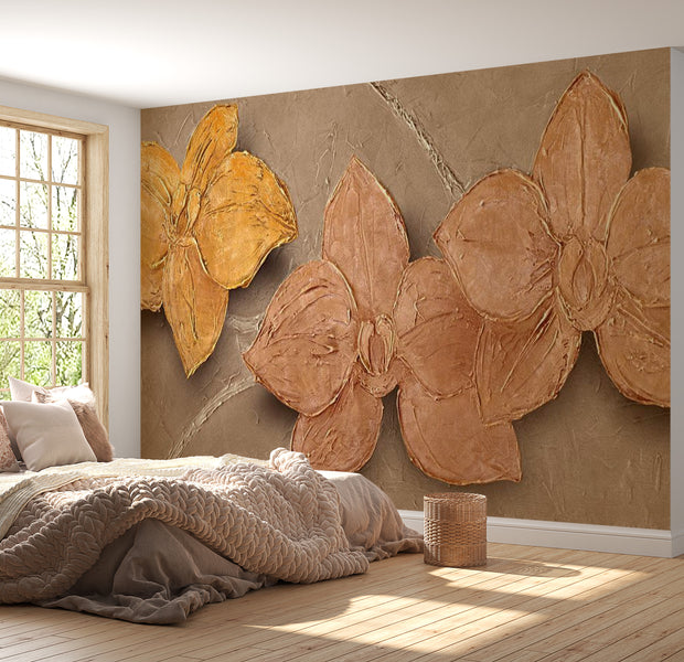 Floral Wallpaper Wall Mural - Painted Orchids