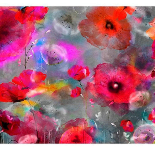Floral Wallpaper Wall Mural - Painted Poppies