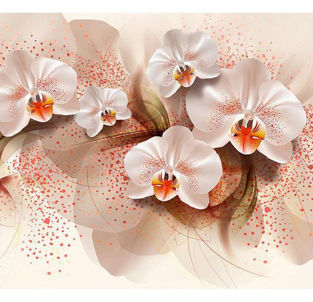 Floral Wallpaper Wall Mural - Pale Yellow Orchids