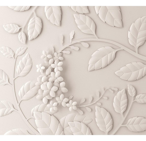 Floral Wallpaper Wall Mural - Paper Flowers Cream