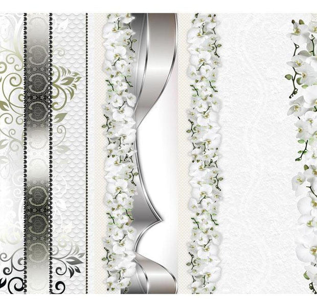 Floral Wallpaper Wall Mural - Parade Of Orchids In Shades Of Gray