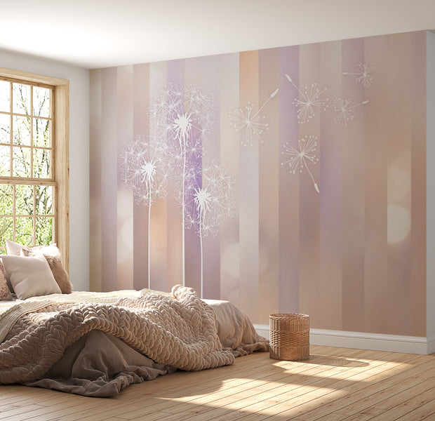 Floral Wallpaper Wall Mural - Pastel Dandelion