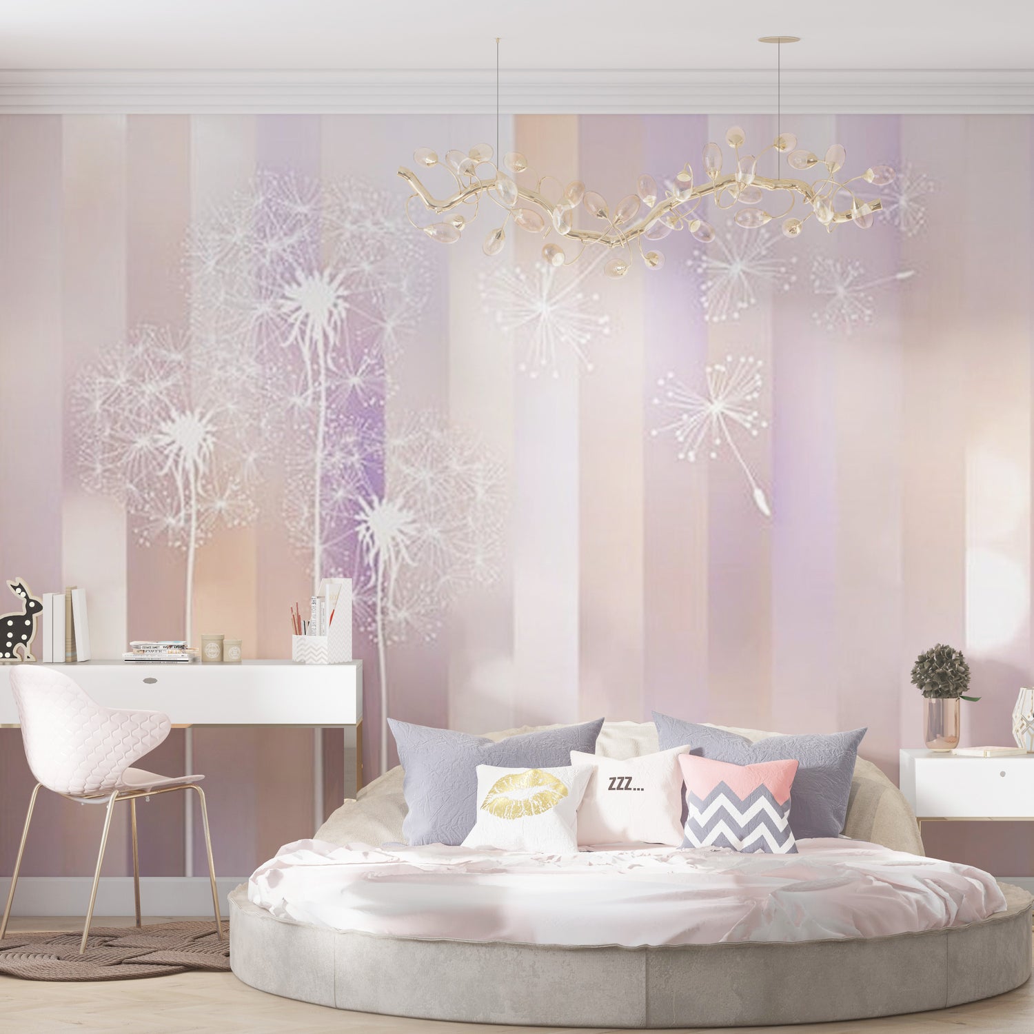 Floral Wallpaper Wall Mural - Pastel Dandelion