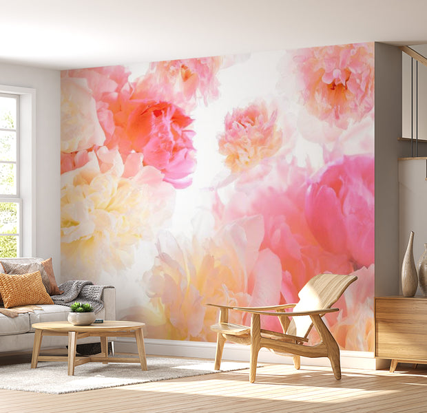 Floral Wallpaper Wall Mural - Pastel Peonies