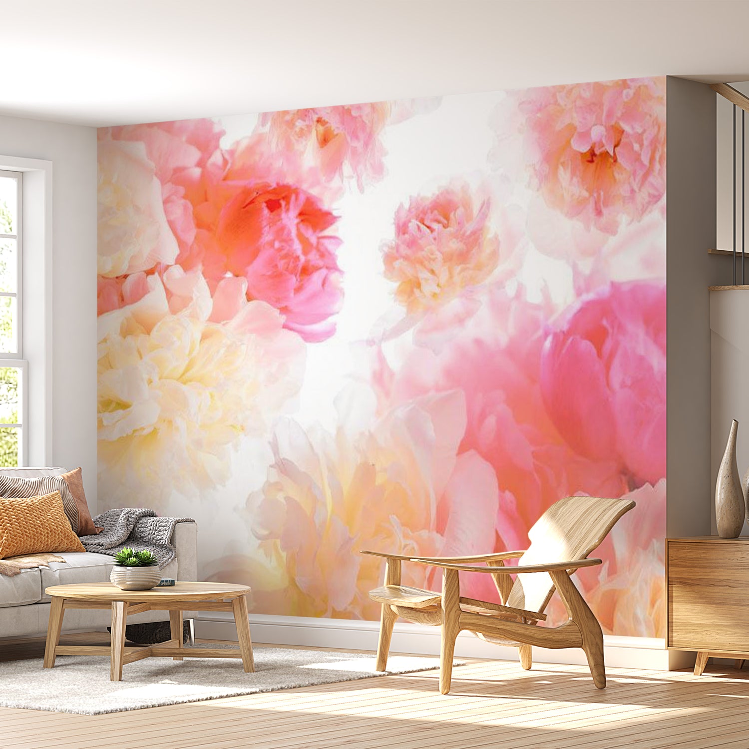 Floral Wallpaper Wall Mural - Pastel Peonies