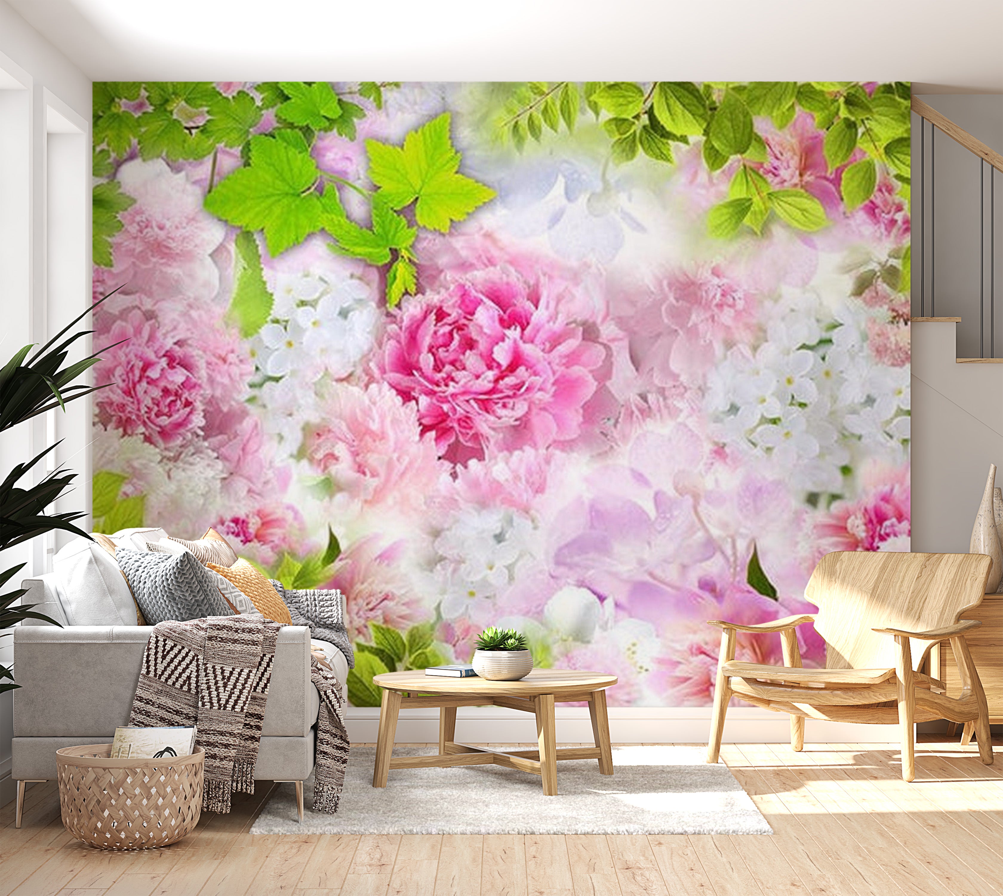 Floral Wallpaper Wall Mural - Peonies