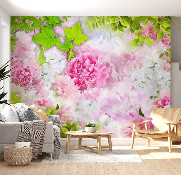 Floral Wallpaper Wall Mural - Peonies