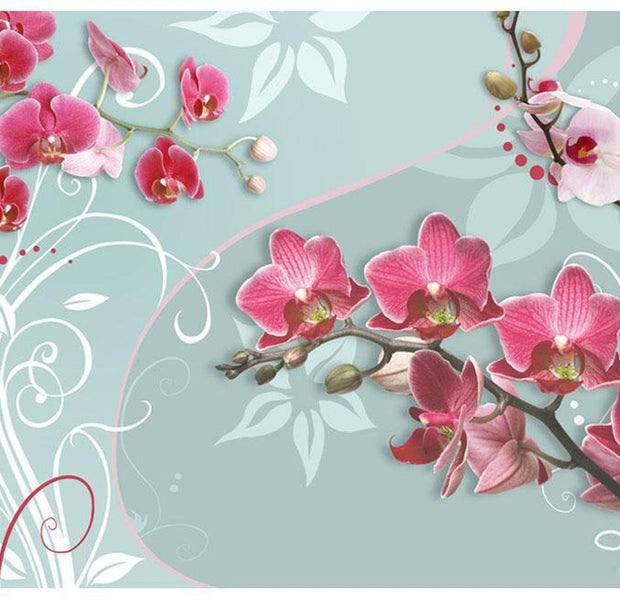 Floral Wallpaper Wall Mural - Pink Orchids Variation