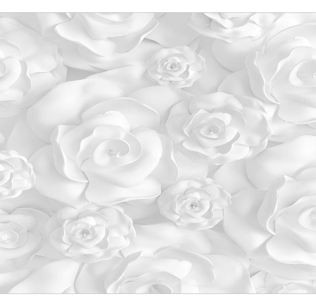 Floral Wallpaper Wall Mural - Plaster Flowers