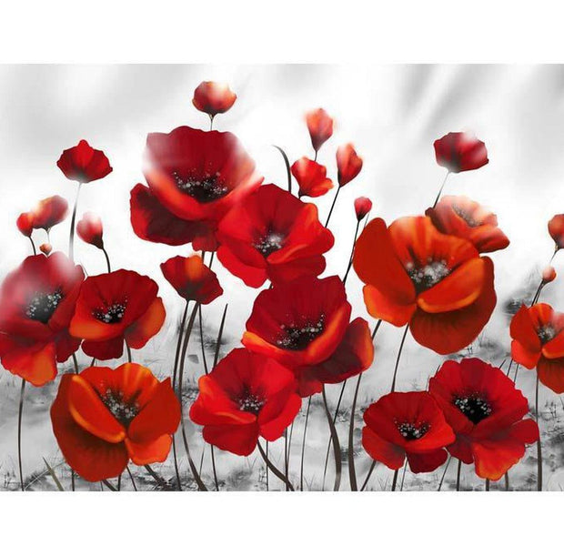 Floral Wallpaper Wall Mural - Poppies In The Moonlight