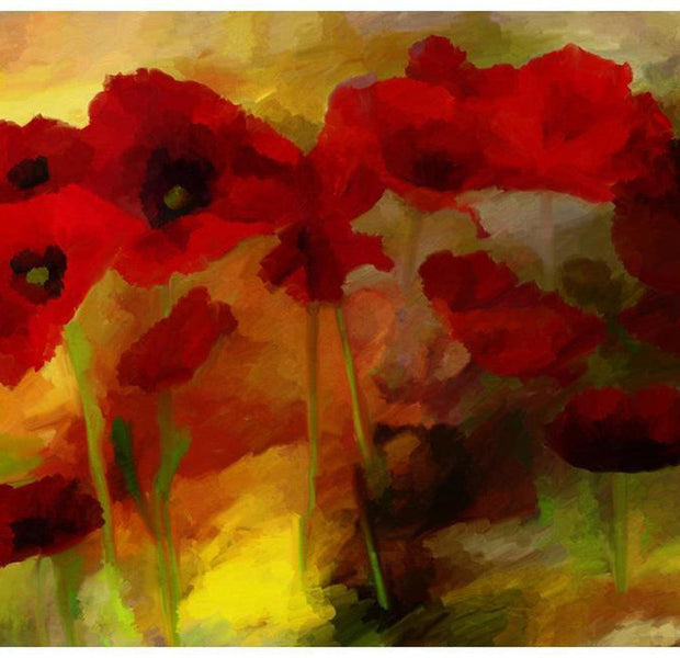 Floral Wallpaper Wall Mural - Poppies In Warm Tone