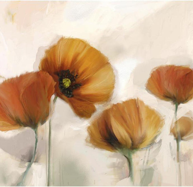 Floral Wallpaper Wall Mural - Poppies Vintage