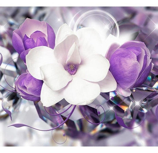 Floral Wallpaper Wall Mural - Purple Empress