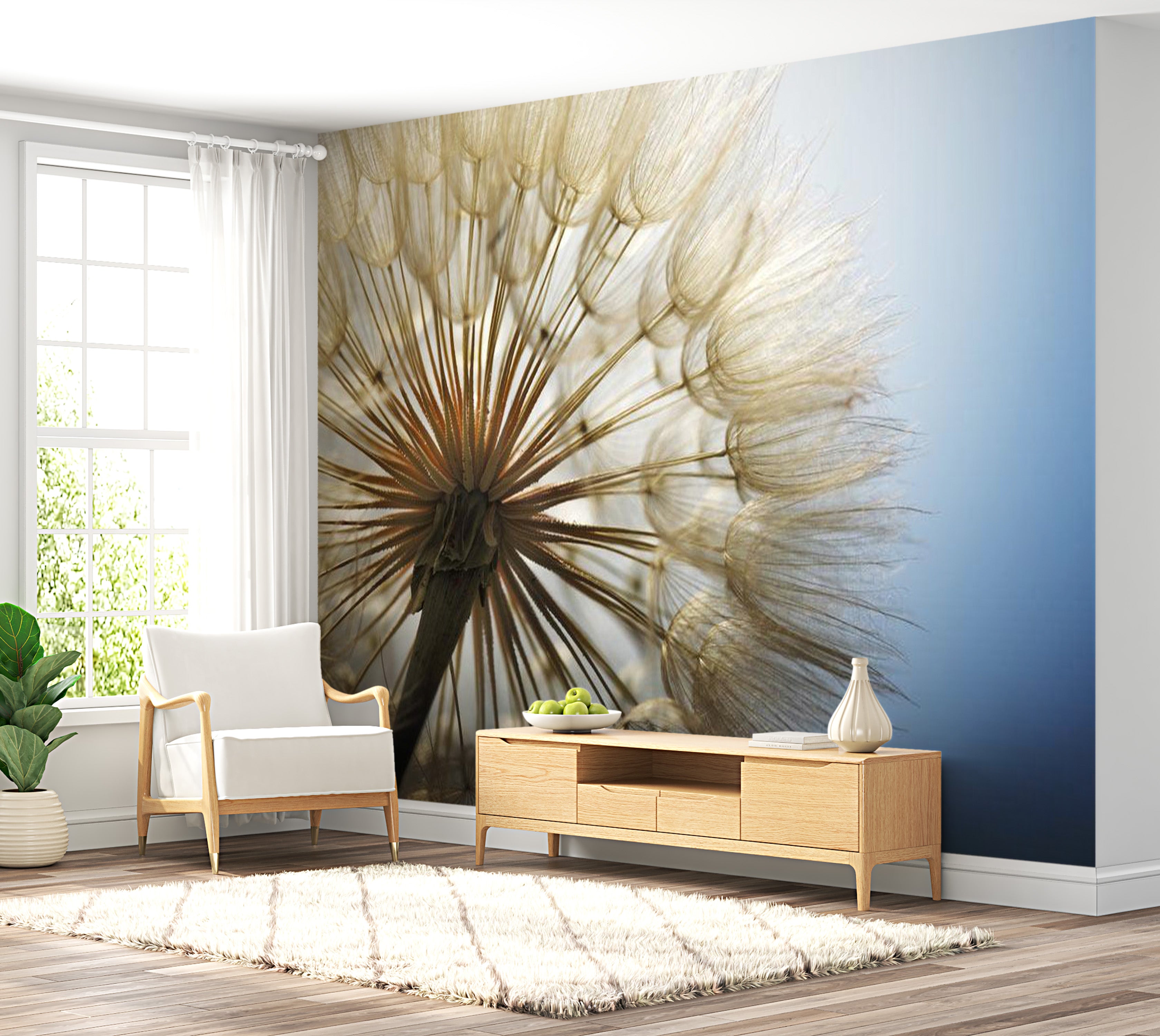 Floral Wallpaper Wall Mural - Summer Dandelion Delight