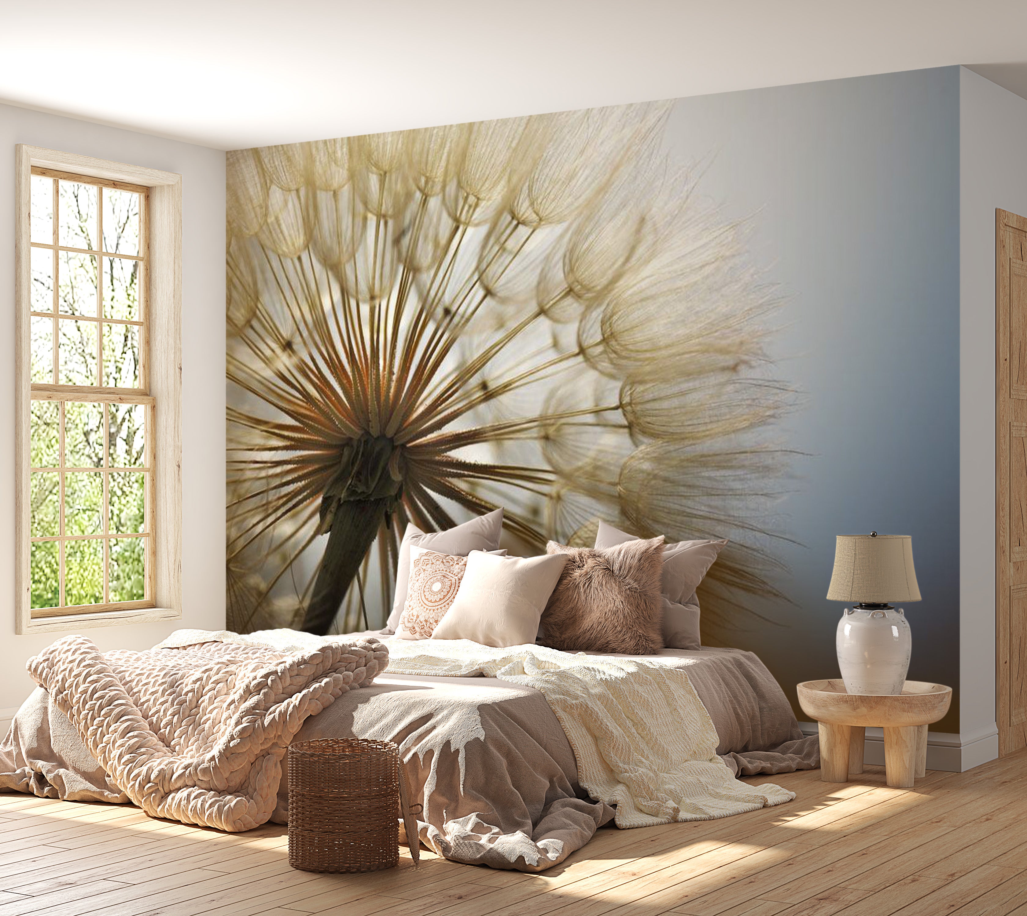 Floral Wallpaper Wall Mural - Summer Dandelion Delight