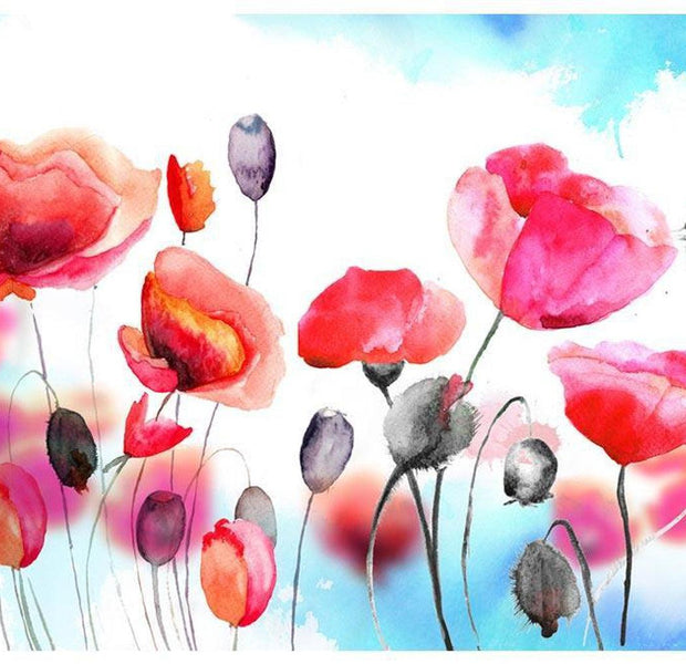 Floral Wallpaper Wall Mural - Swaying With The Wind