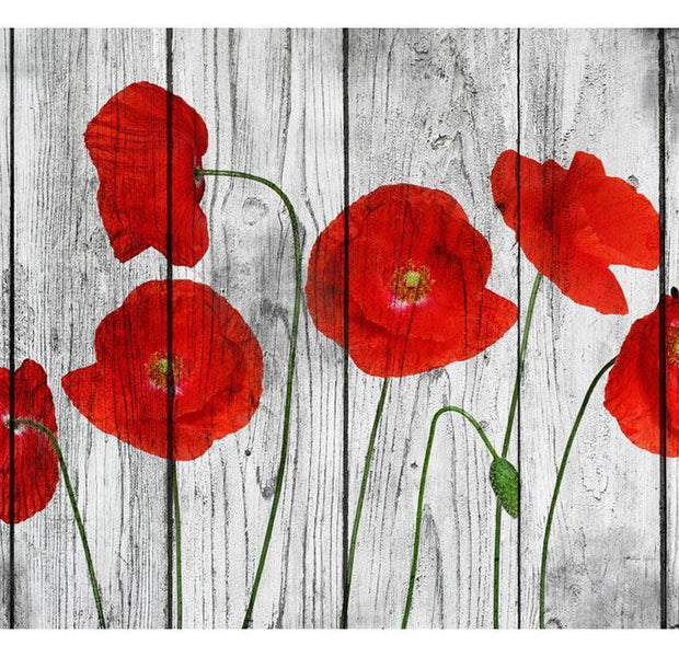 Floral Wallpaper Wall Mural - Tale Of Red Poppies