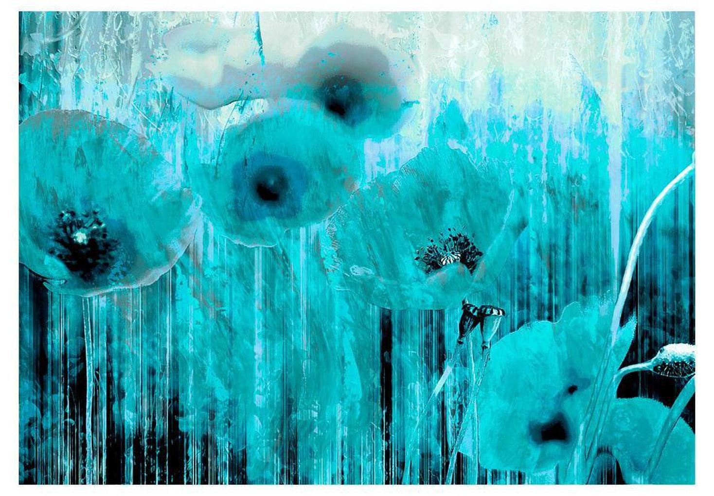 Floral Wallpaper Wall Mural - Turquoise Madness