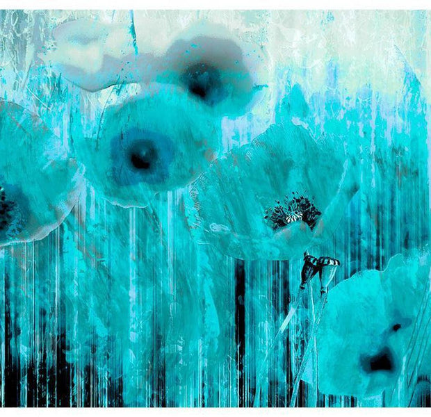 Floral Wallpaper Wall Mural - Turquoise Madness