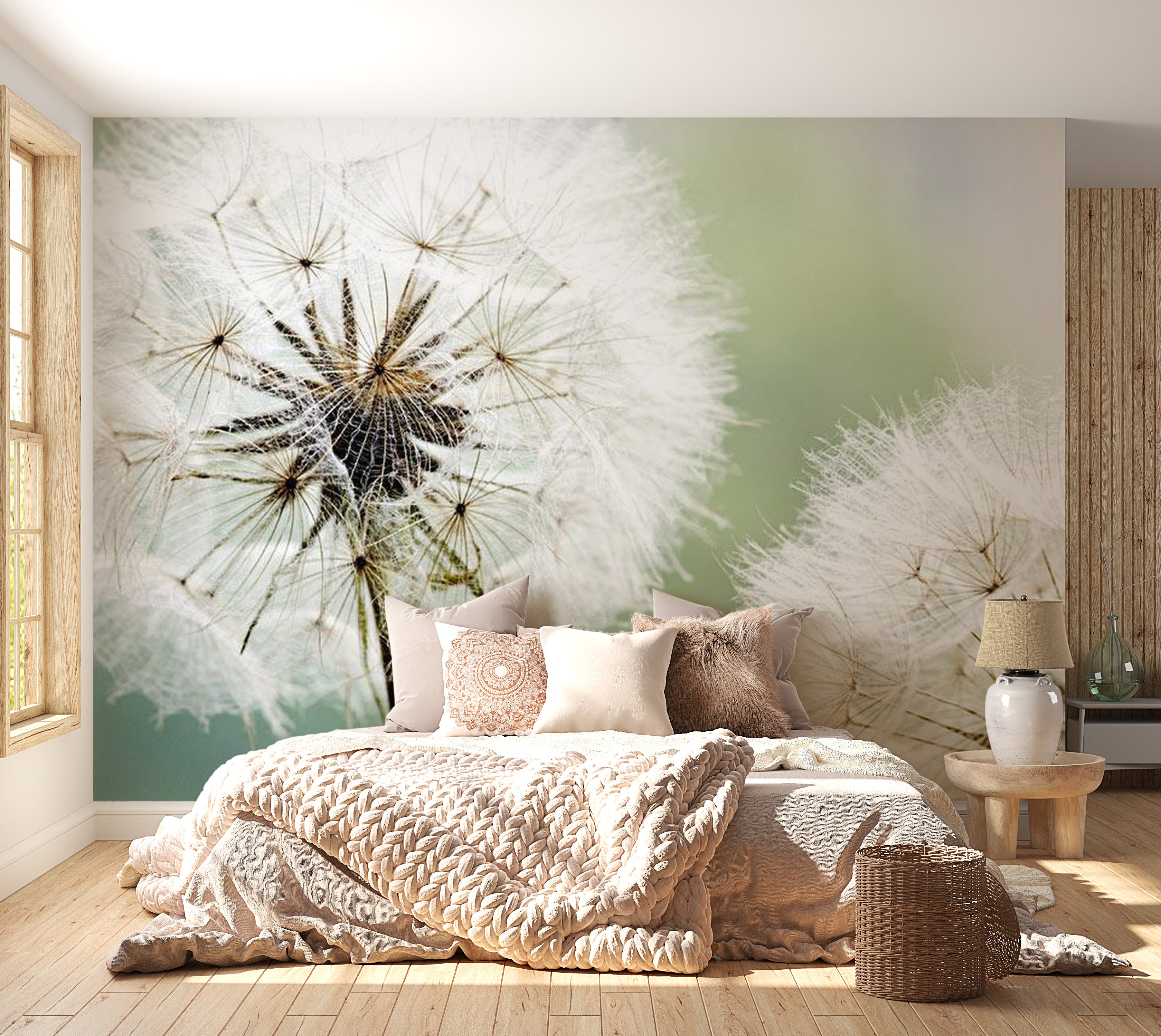 Floral Wallpaper Wall Mural - Two Dandelions