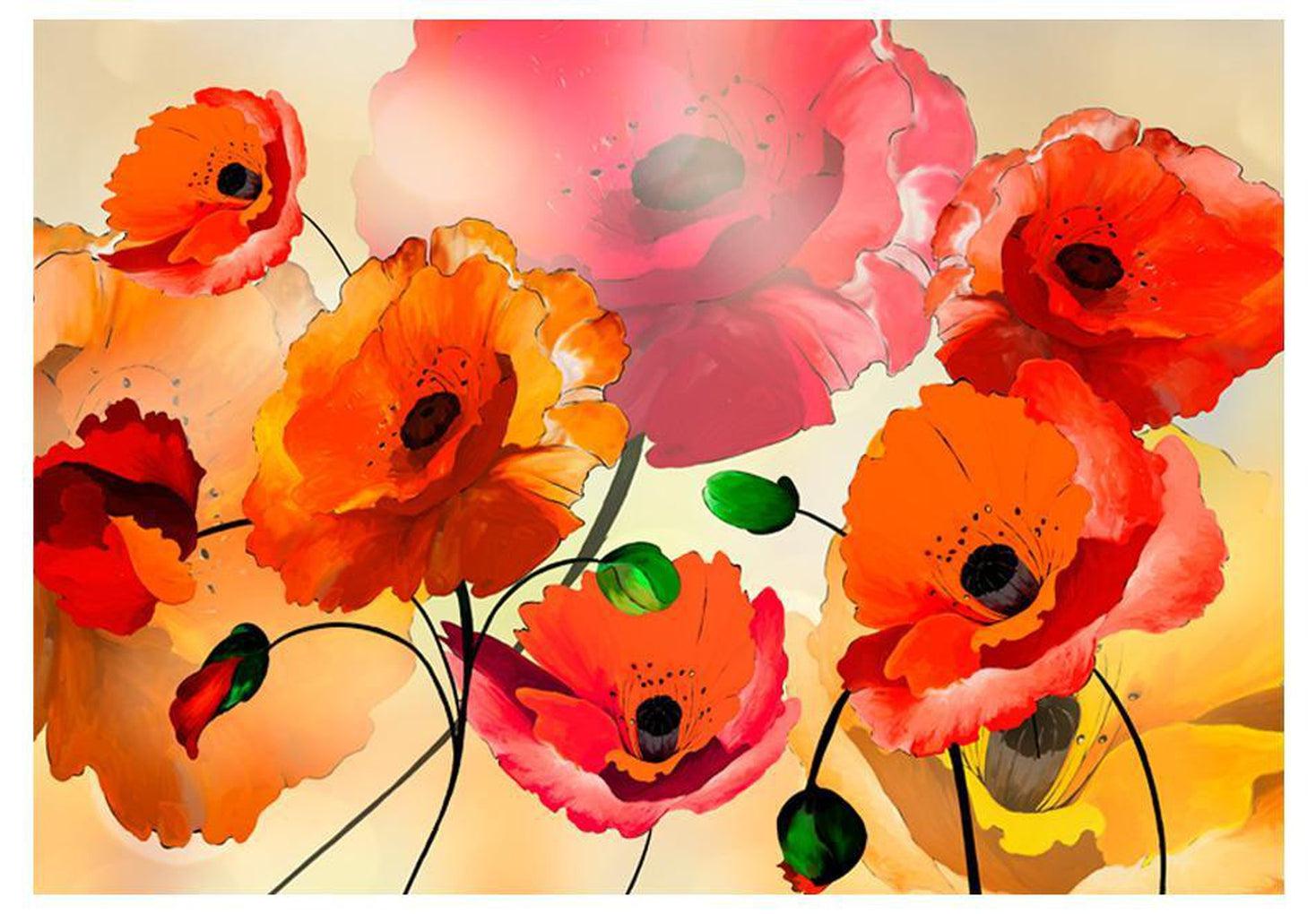 Floral Wallpaper Wall Mural - Velvet Poppies