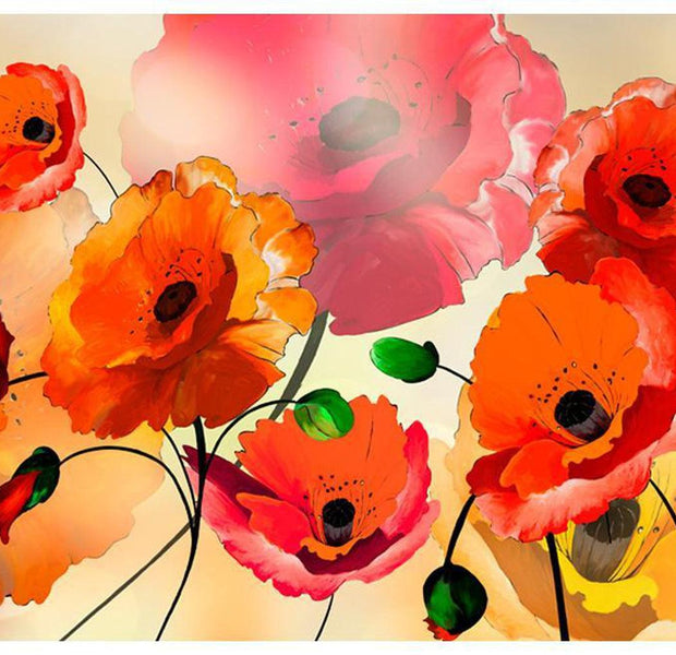 Floral Wallpaper Wall Mural - Velvet Poppies