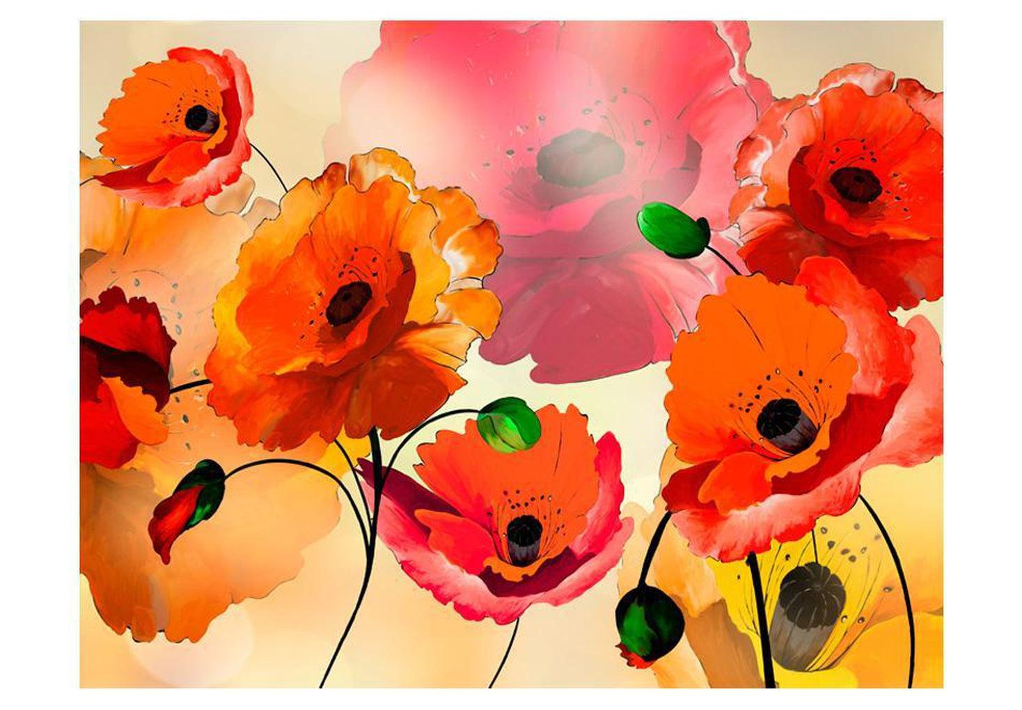 Floral Wallpaper Wall Mural - Velvet Poppies