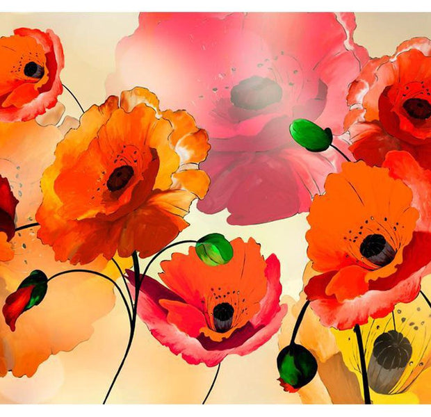 Floral Wallpaper Wall Mural - Velvet Poppies