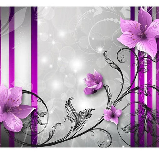 Floral Wallpaper Wall Mural - Violet Buds