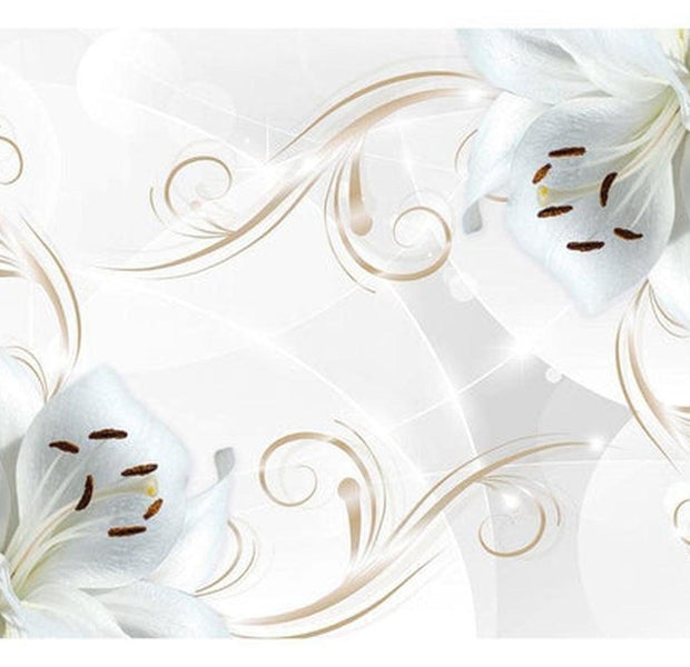 Floral Wallpaper Wall Mural - White Dancers