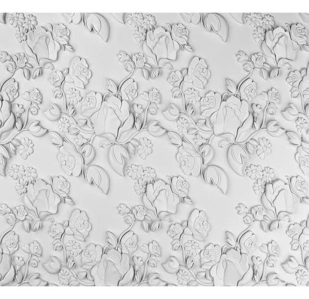 Floral Wallpaper Wall Mural - White Ornament Roses