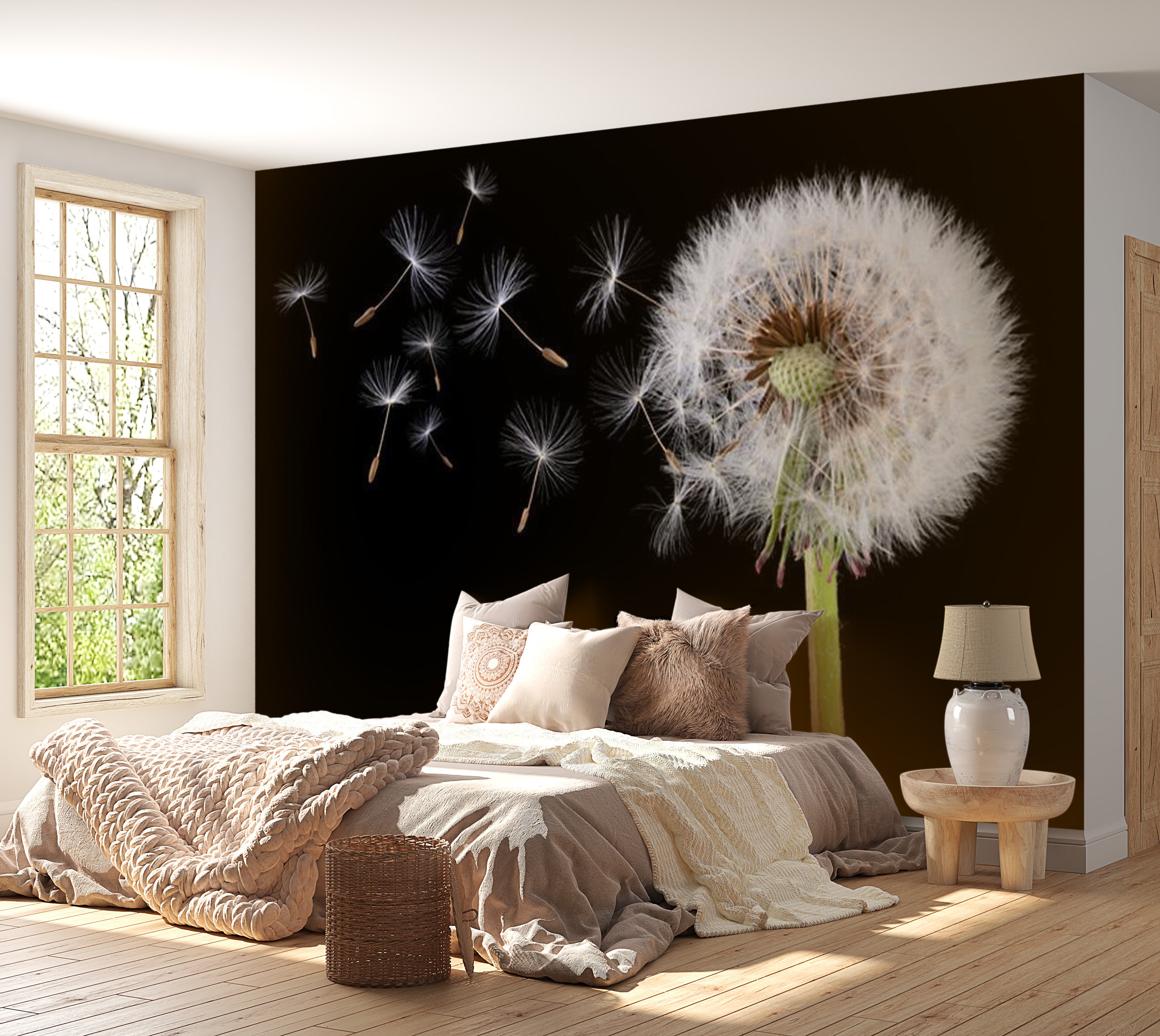 Floral Wallpaper Wall Mural - Wind And Dandelion