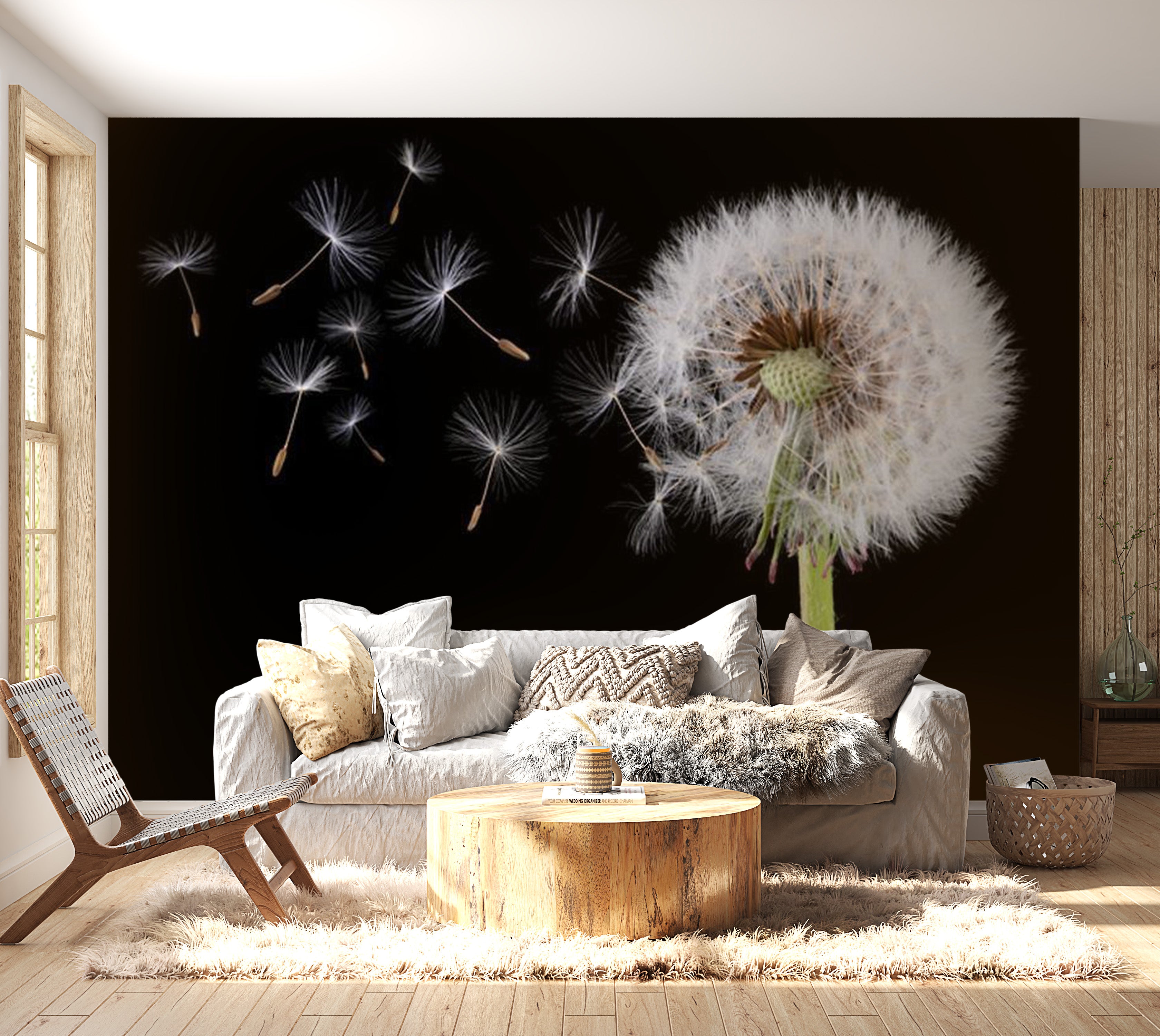 Floral Wallpaper Wall Mural - Wind And Dandelion