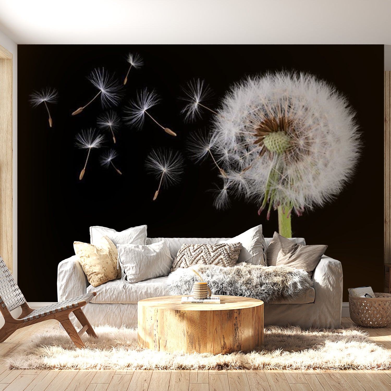 Floral Wallpaper Wall Mural - Wind And Dandelion
