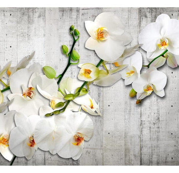 Floral Wallpaper Wall Mural - With Saffron Accent
