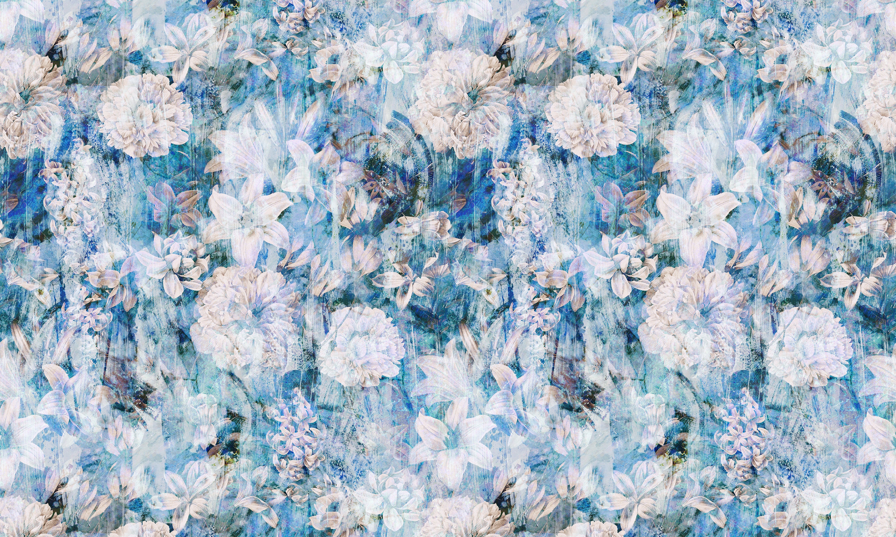 Premium Wallpaper Wall Mural - Fresh Vintage Blue Garden