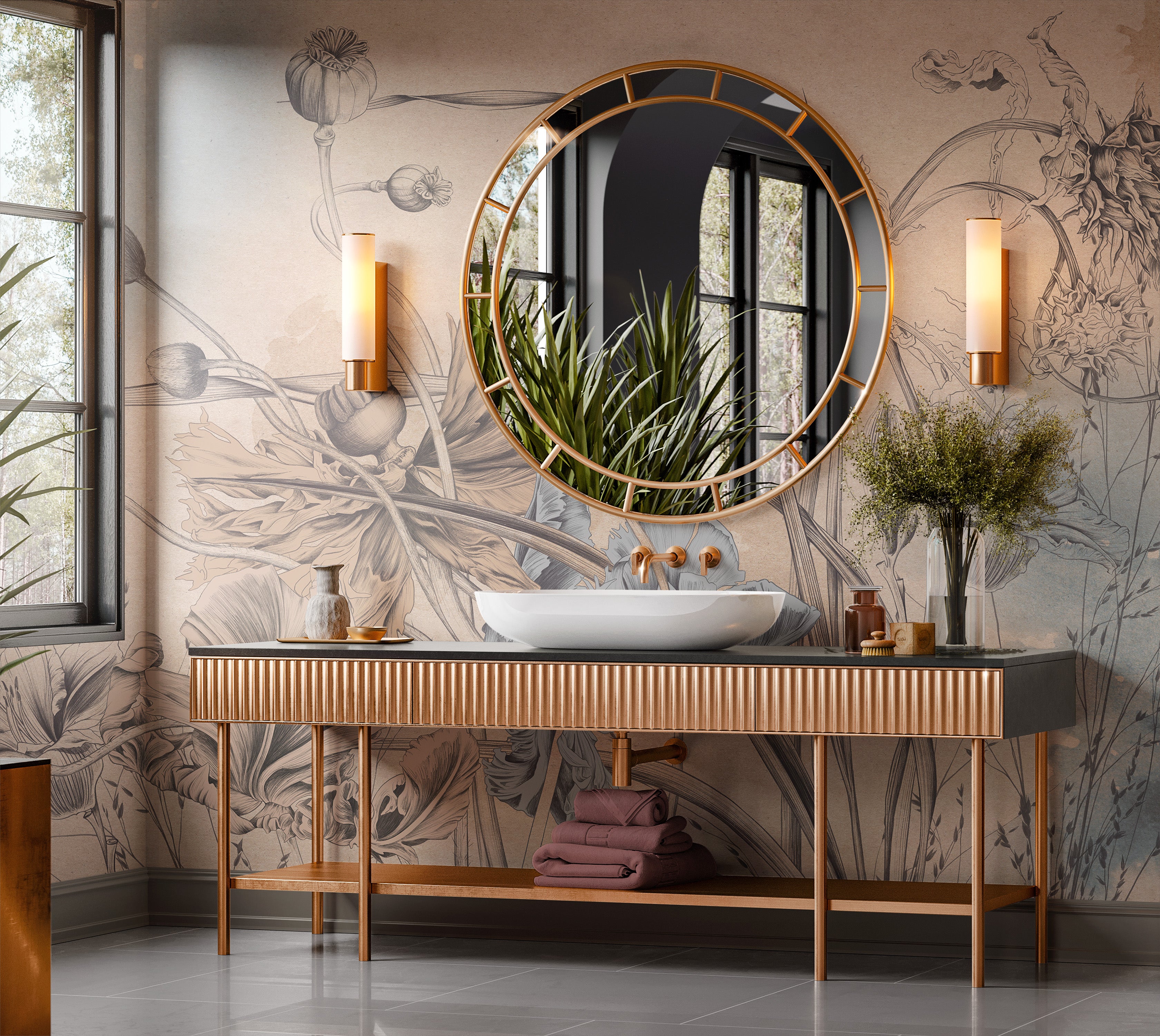 Premium Wallpaper Wall Mural - Cool Flower Symphony