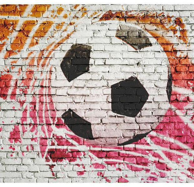 Football Wallpaper Wall Mural - Football On White Brick Wall