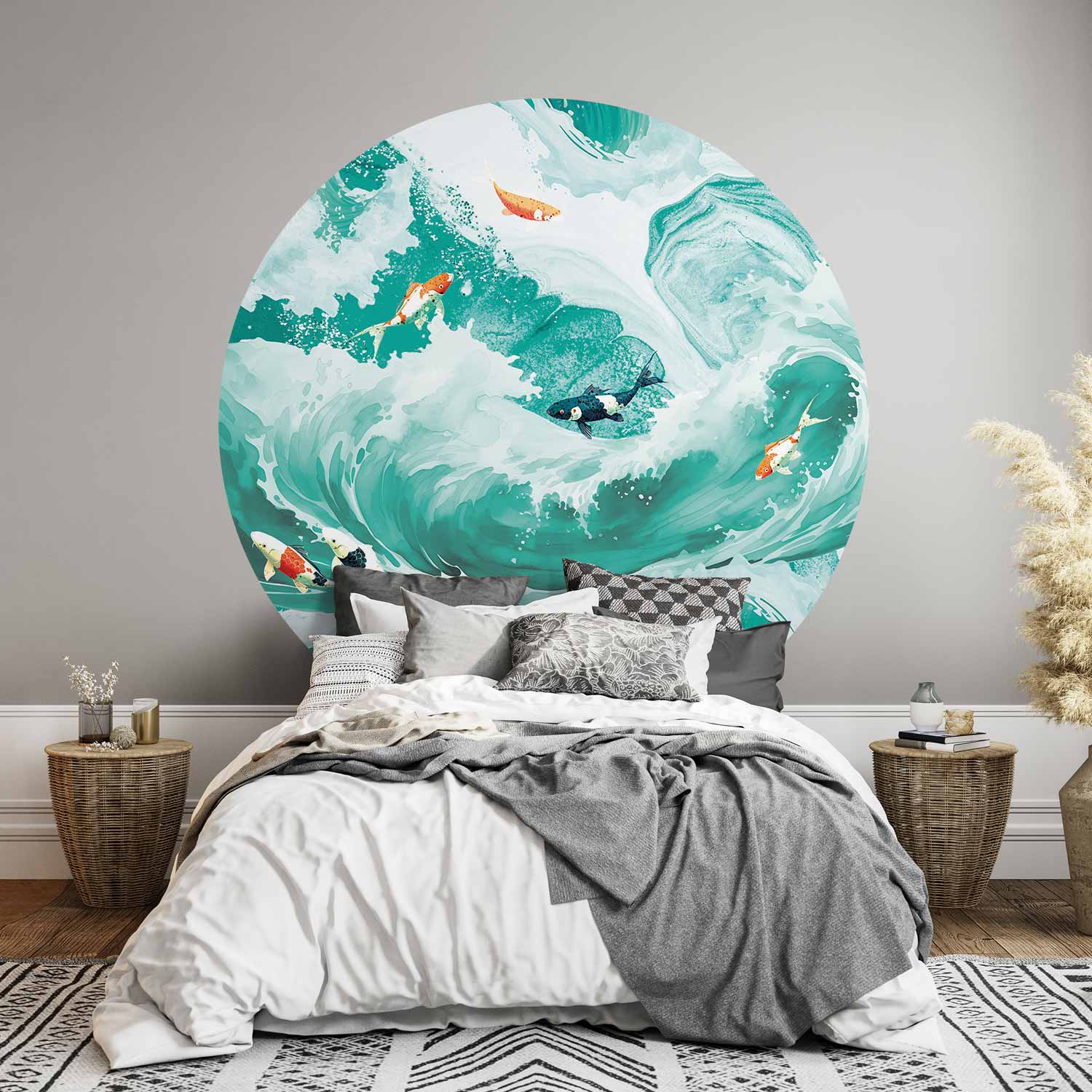 Round Wall Mural - Fish And Waves