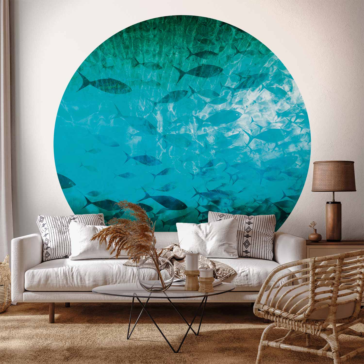 Round Wall Mural - A Shoal Of Dark Fish