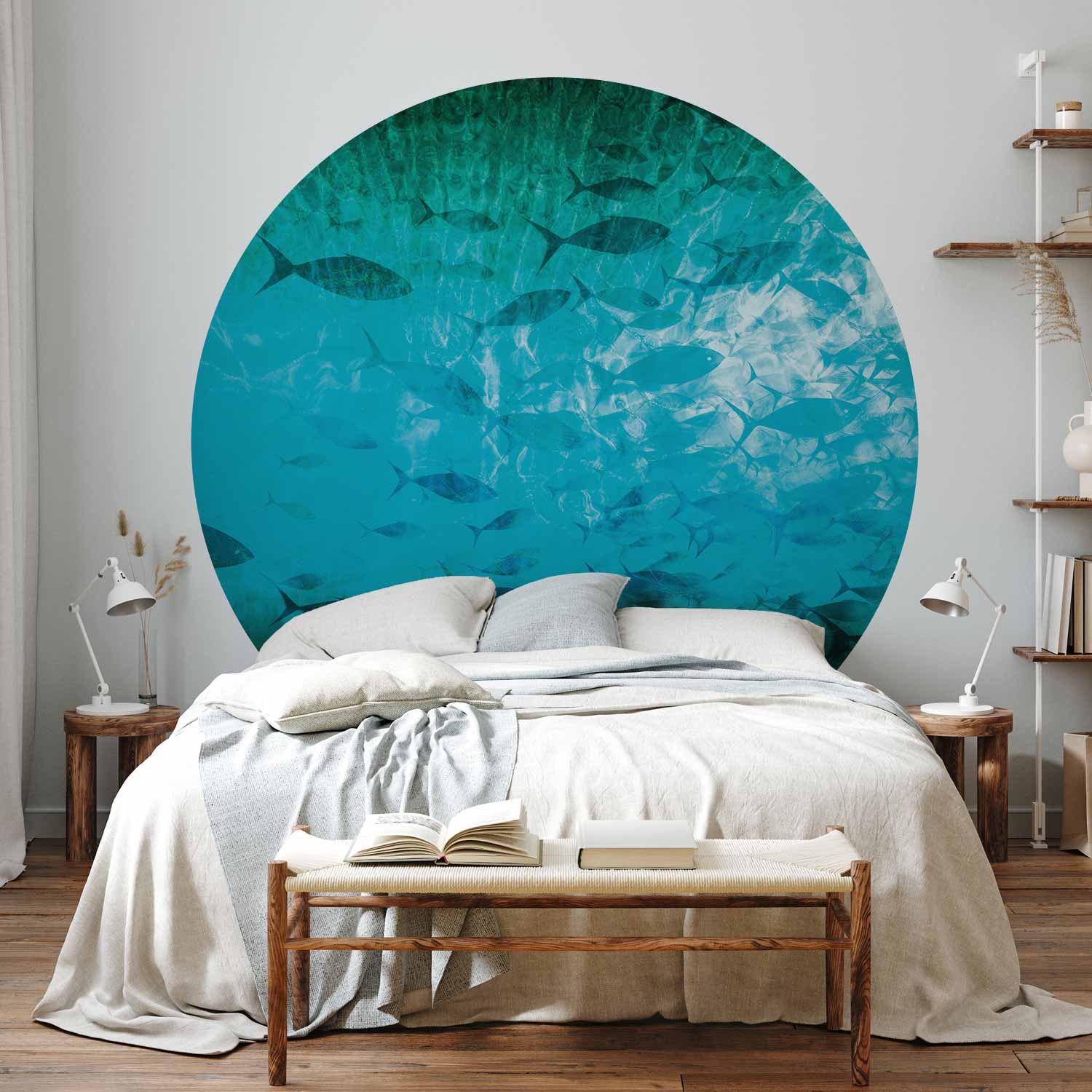 Round Wall Mural - A Shoal Of Dark Fish