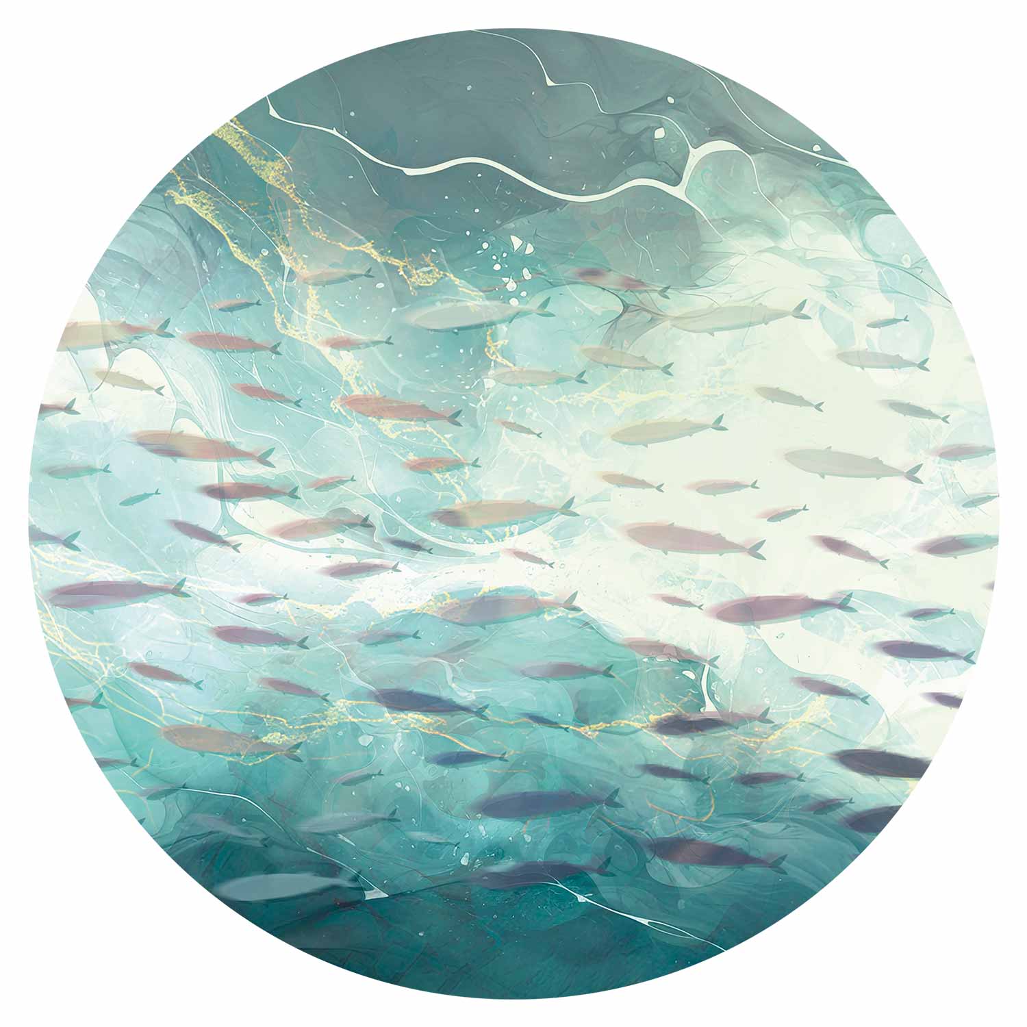 Round Wall Mural - School Of Small Fish