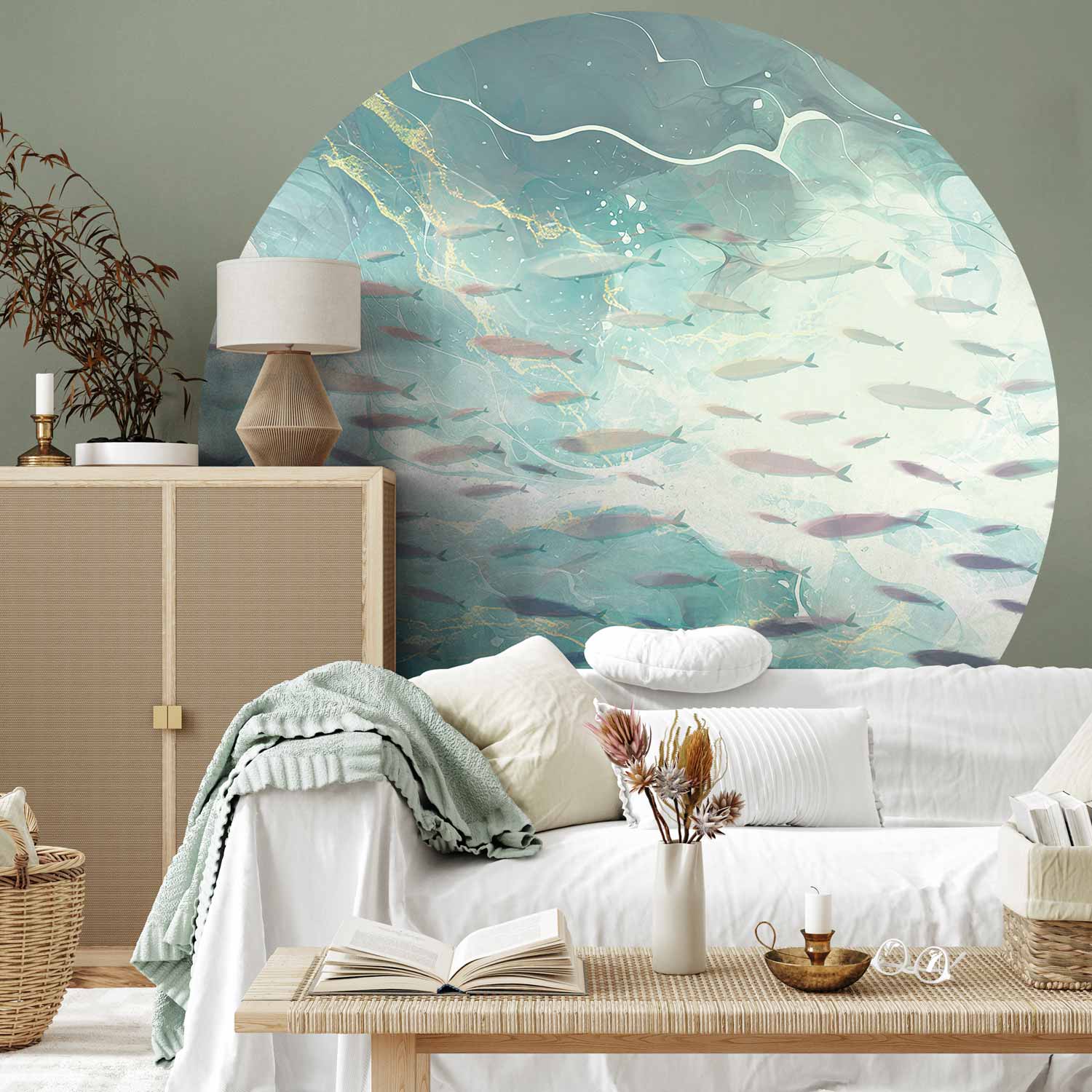 Round Wall Mural - School Of Small Fish
