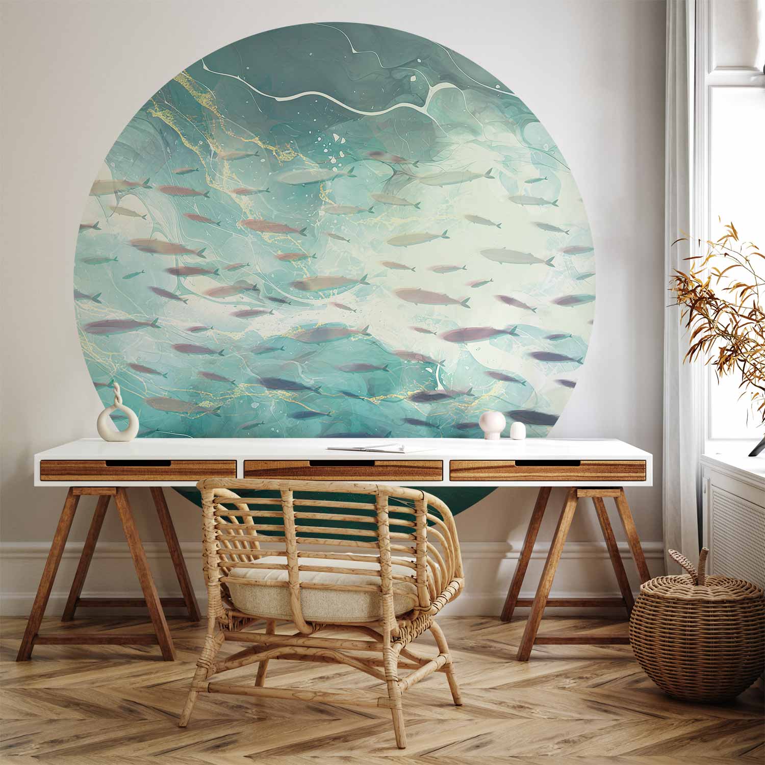 Round Wall Mural - School Of Small Fish