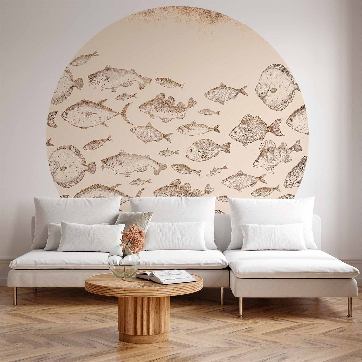 Round Wall Mural - Subtle Fish
